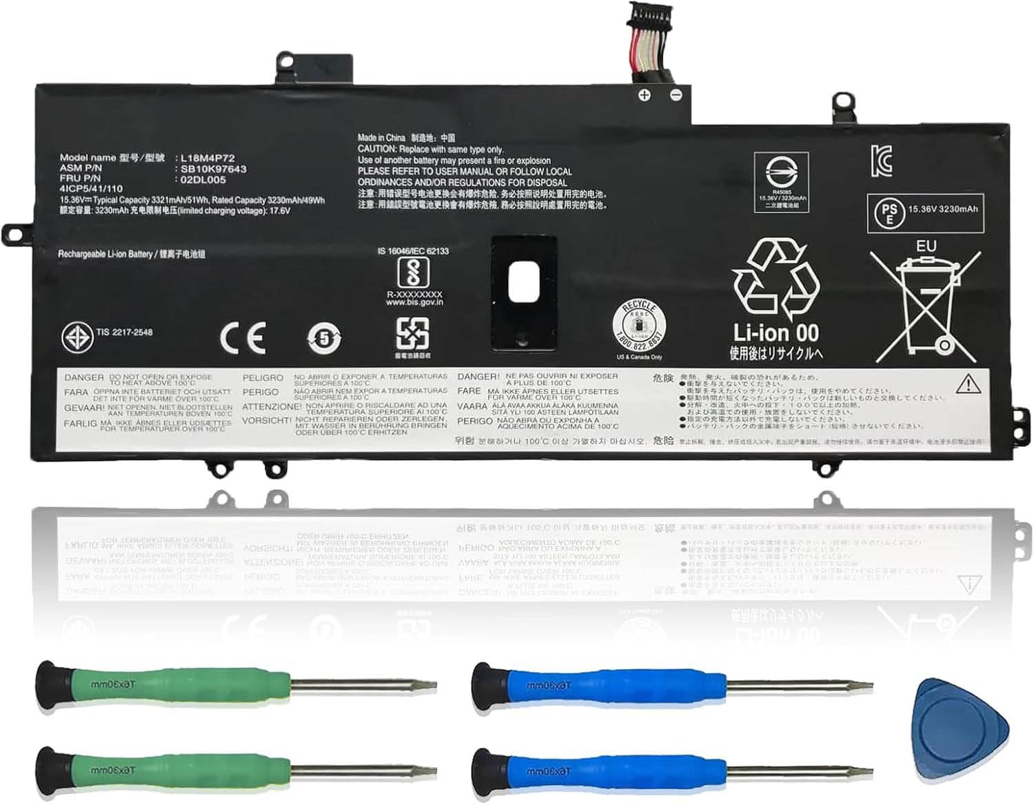 L18M4P72 L18C4P71 L18L4P71 Laptop Battery 15.36V 51Wh Compatible with Lenovo ThinkPad X1 Yoga 4th 5th Gen/X1 Carbon 7th 8th Gen Serie 02DL004 SB10K97642 02DL005 SB10K97643 02DL006 SB10K97644