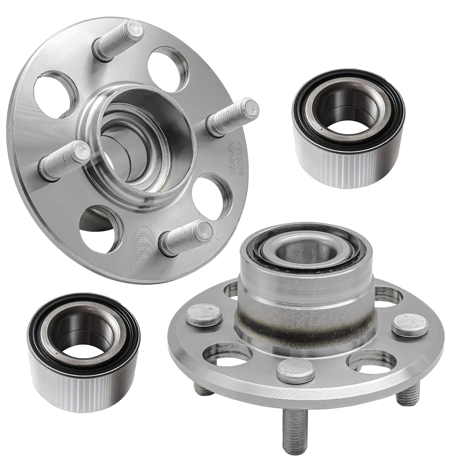 Detroit Axle - 4pc Wheel Bearing Hub Kit for 1992-2000 Honda Civic