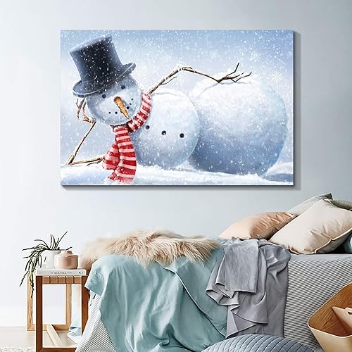 Miniatura 3 de Denozer - Cuadro de muñeco de nieve de Navidad para pared, cuadros artísticos de festivales, impresión sobre lienzo para dormitorio, sala de estar,
