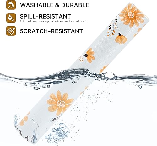 Miniatura 9 de RAY STAR Revestimiento para estantes, revestimiento de mármol de terrazo no adhesivo para cajón de despensa, agarre fuerte, antideslizante,