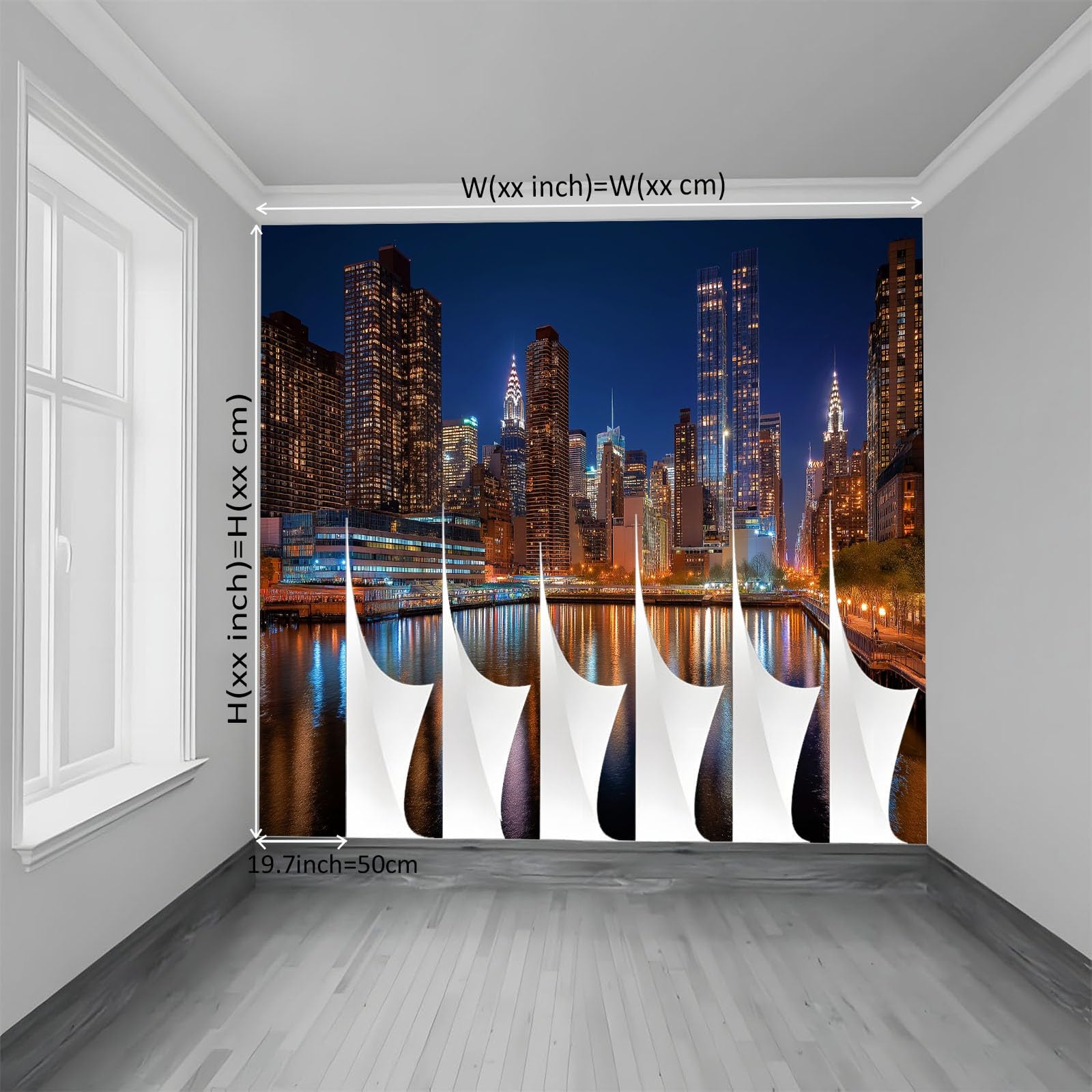 Générique Panoramiczna tapeta architektura miasta, ciemnoniebieski mural XXL miasto horyzont 350 x 256 cm nowoczesna fototapeta do pokoju dziecięcego - fototapeta z włókniny
