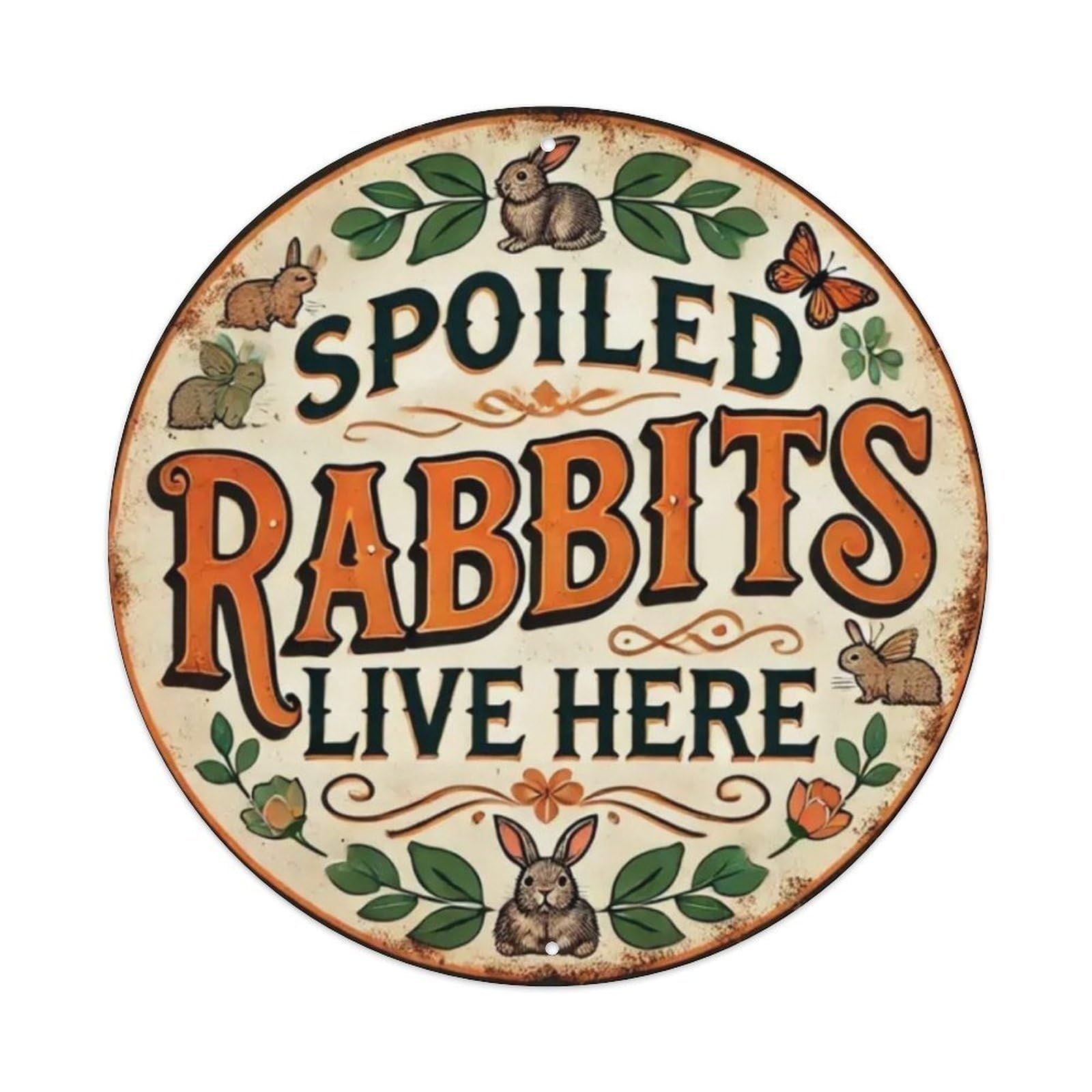 Igtefte Vintage Spoiled Rabbit Lives Here Tin Sign Style Home Bar Garden Wall Plaque Decor Metal Poster 8X8 Inch