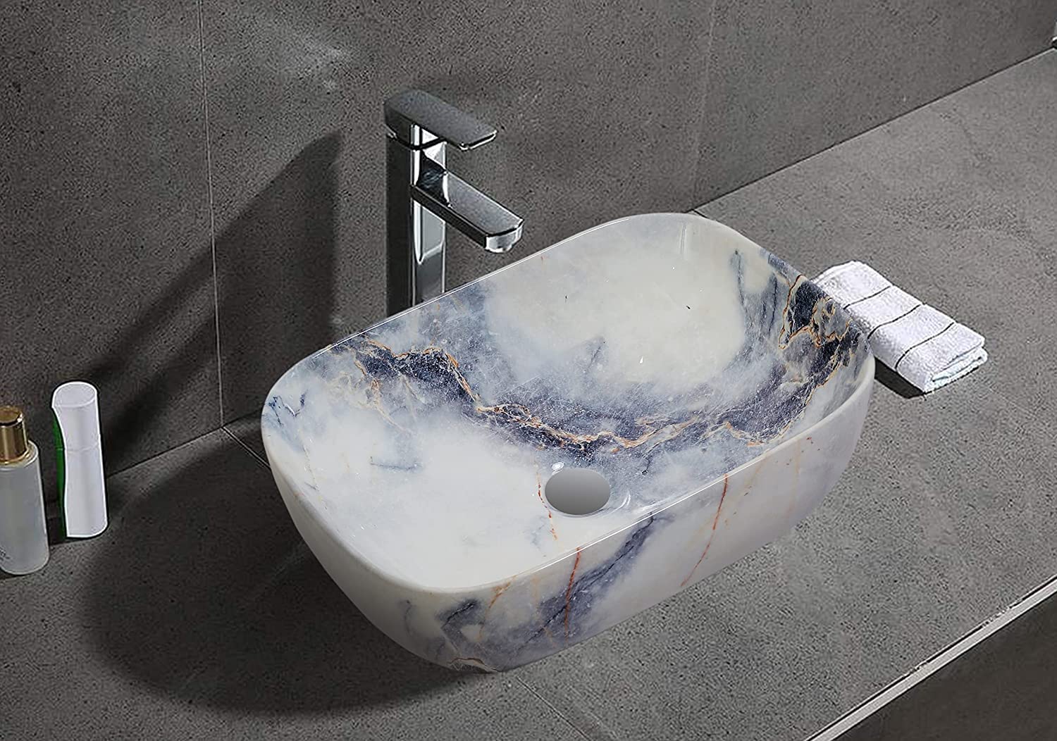 NEXIS Designer Ceramic Wash Basin For Bathroom | Over Counter Bathroom Basin | Counter Top Bathroom Sink | Wash Basin For Restaurant, Hotel (Off White-Glossy, 18 x 13 x 5.5 Inch)