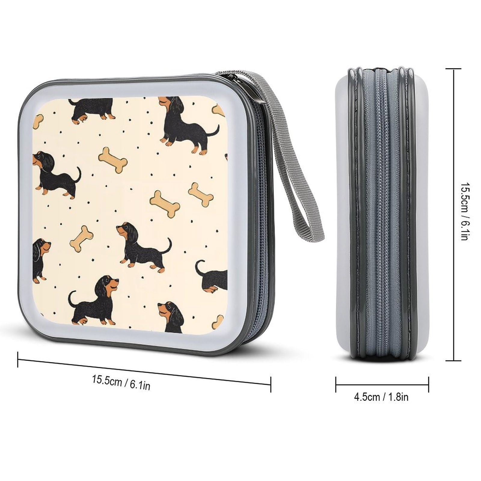 Dachshund Weiner Dog CD Case Portable DVD Holder Storage Organizer for Home Travel