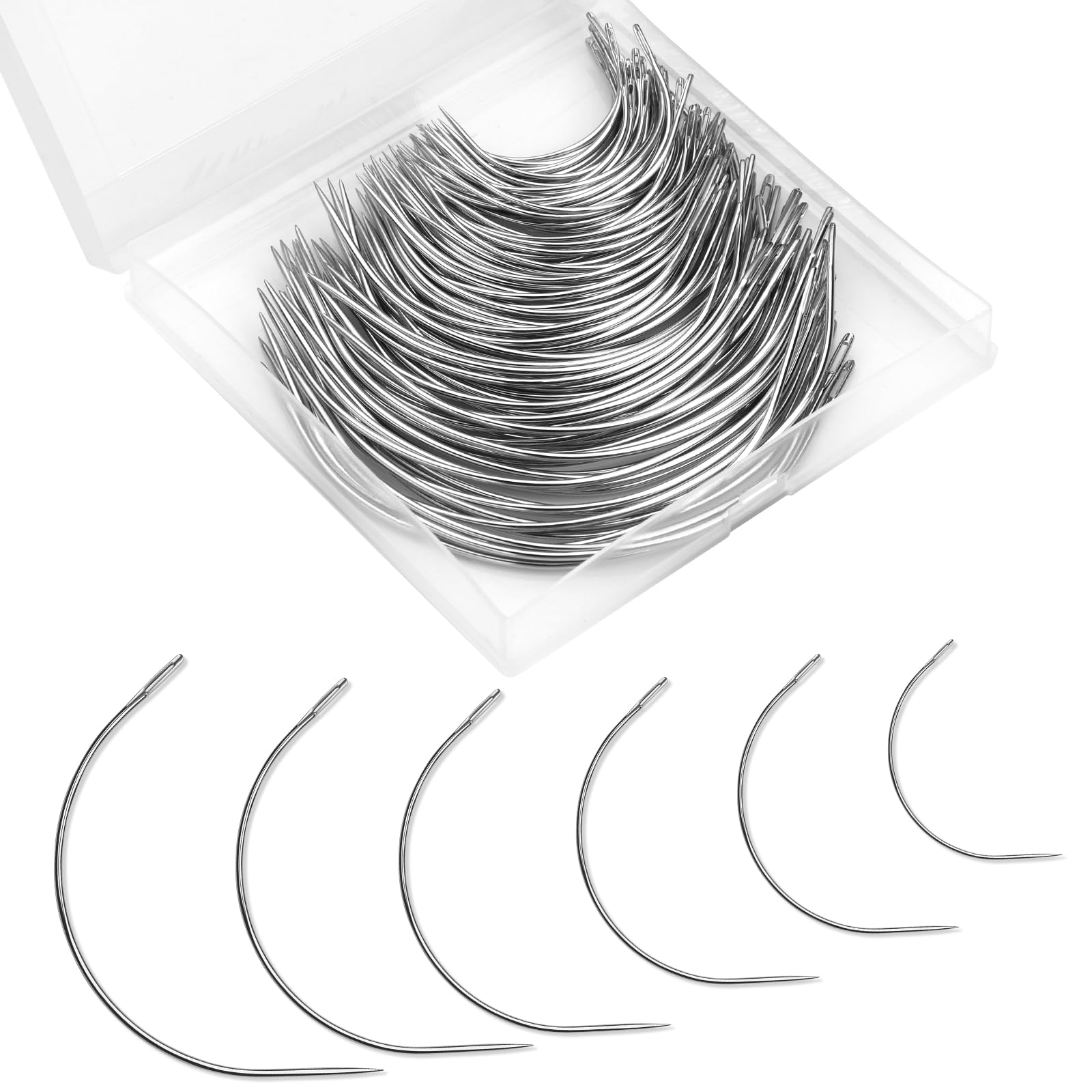 120 Pcs Leather Needles, Curved Sewing Needles, Weaving Needle for Carpet Leather Canvas Repairing, Blocking Knitting, Modelling and Crafts