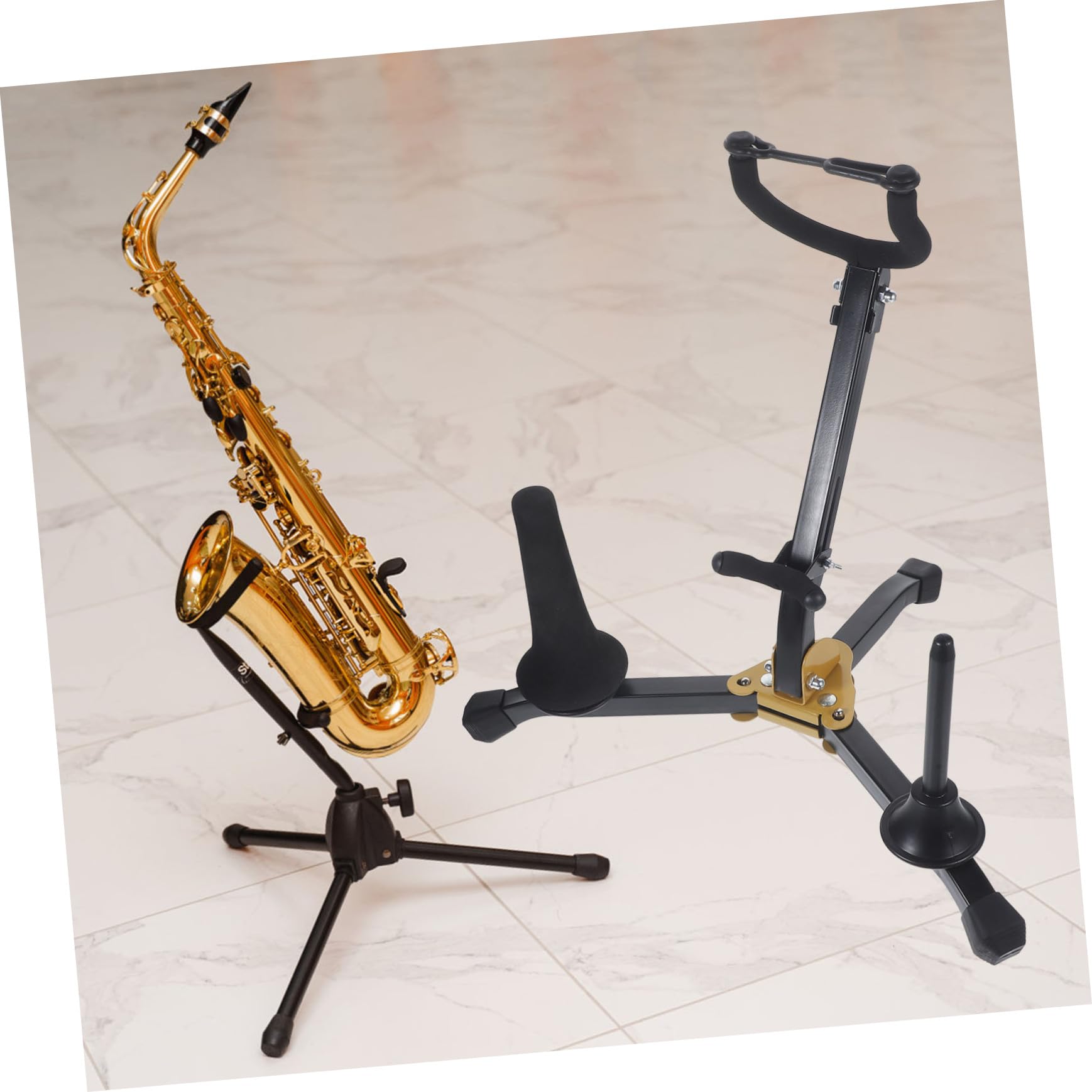 Supporto Sax Alto Nero e Pieghevole, Rack Tenore | Ferro, Schiuma e Abs, Uso su Tavolo, per Clarinetto e Collezionista di Sax