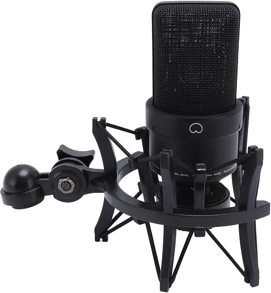 Microfone de Condensador de Estúdio, Micor de Gravação de Estúdio Cardioide Professional Com Windscreen de Mount Mount, Microfone de Condensador de Coleta de Som para Cantar