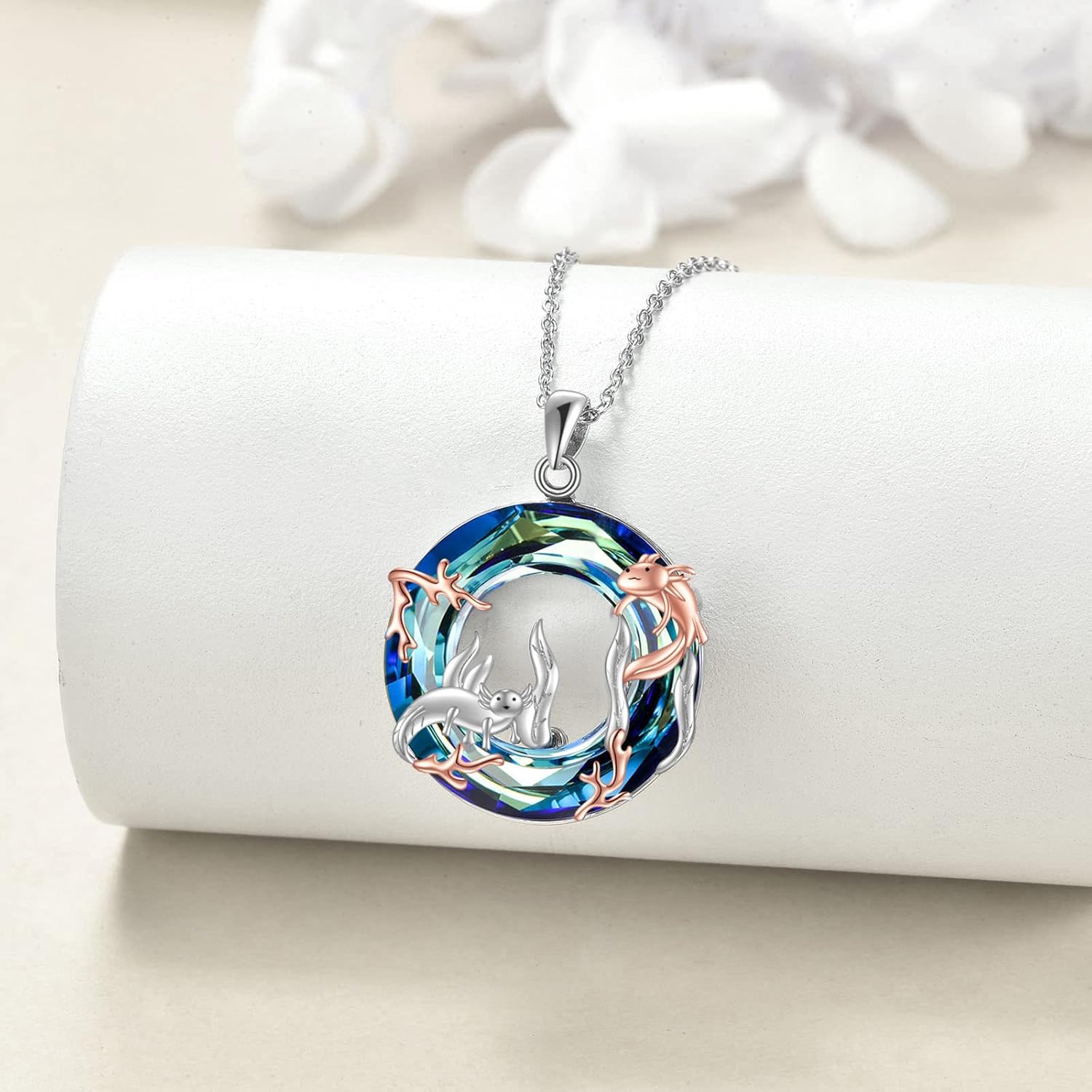 YFN Axolotl Necklace 925 Sterling Silver Mexican Axolotl Necklaces for Women Animal Pendant Funny Axolotls Embraces Jewelry Gift - Image 3