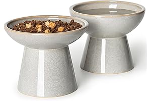 Raised Cat Food Water Bowl Set: Whisker Friendly Elevated Bowls for Cats