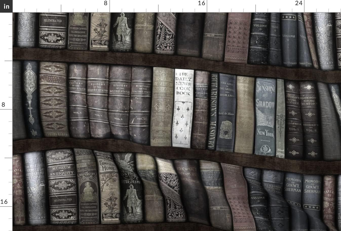 Spoonflower Fabric - Library Moonlight Shelves Books Magic Book Classroom Printed on Upholstery Velvet Fabric Fat Quarter - Upholstery Home Decor Bottomweight Apparel