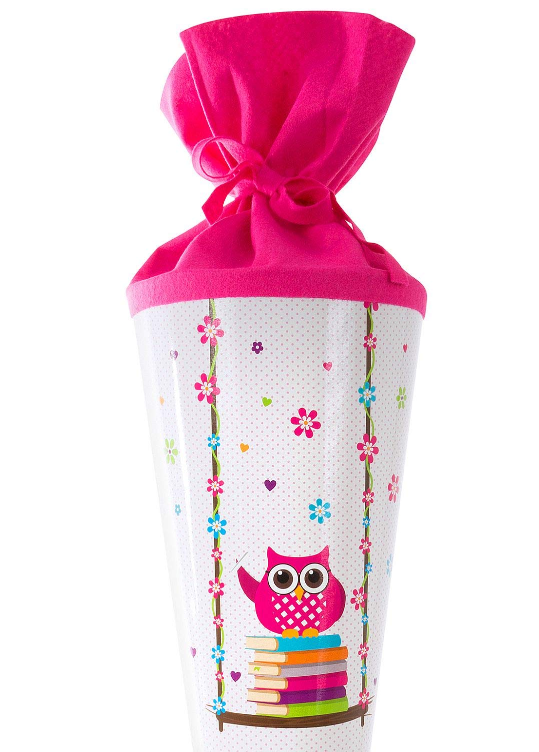 Goldbuch Sacchetto per la Scuola con Motivo Gufi, Sacchetto di Zucchero 70 cm, Sacchetto Regalo con Chiusura in Feltro
