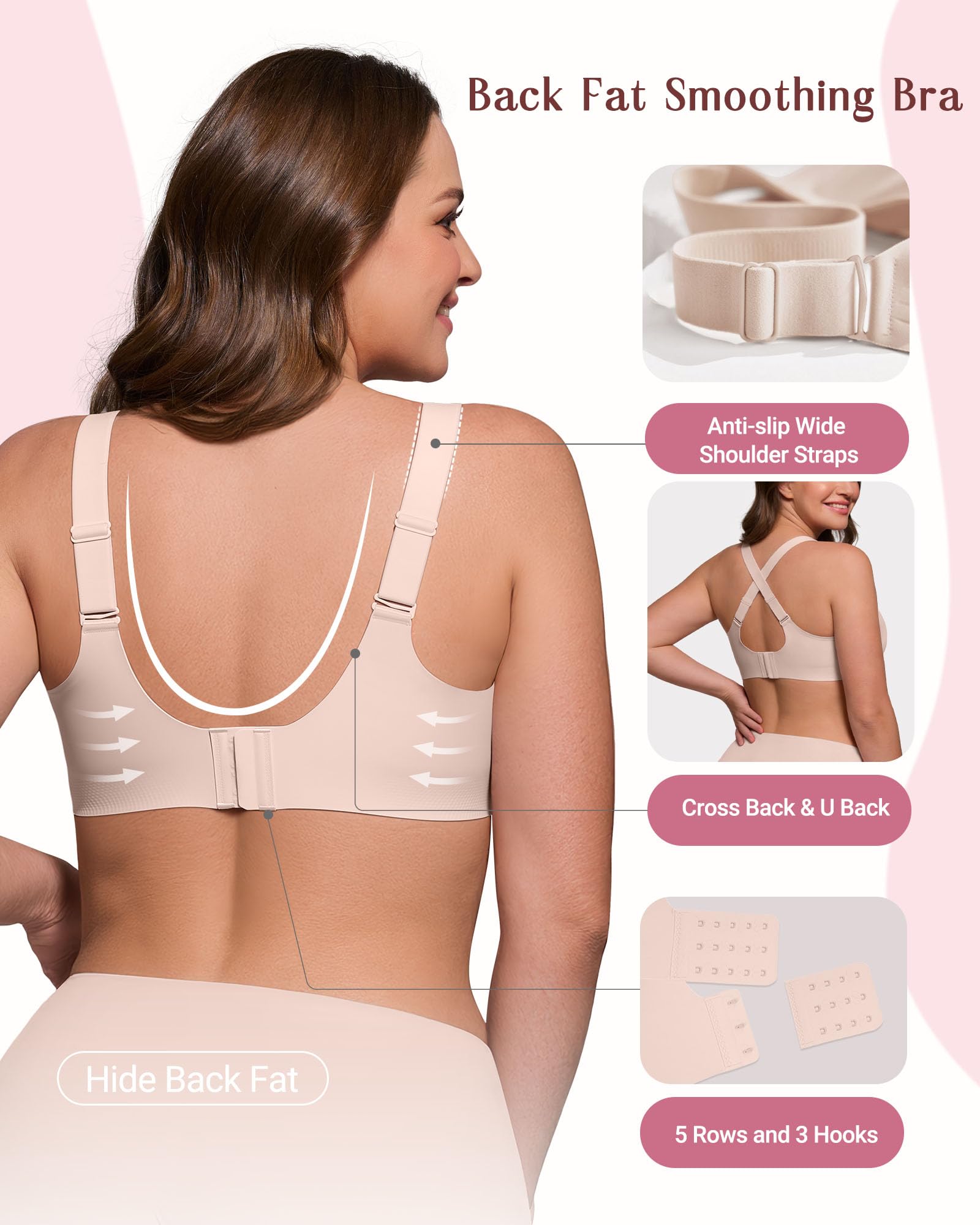 As Fairy Full Coverage Bras for Women No Underwire Supportive Wireless Plus Size Bra Seamless Comfort Bralette — view 5