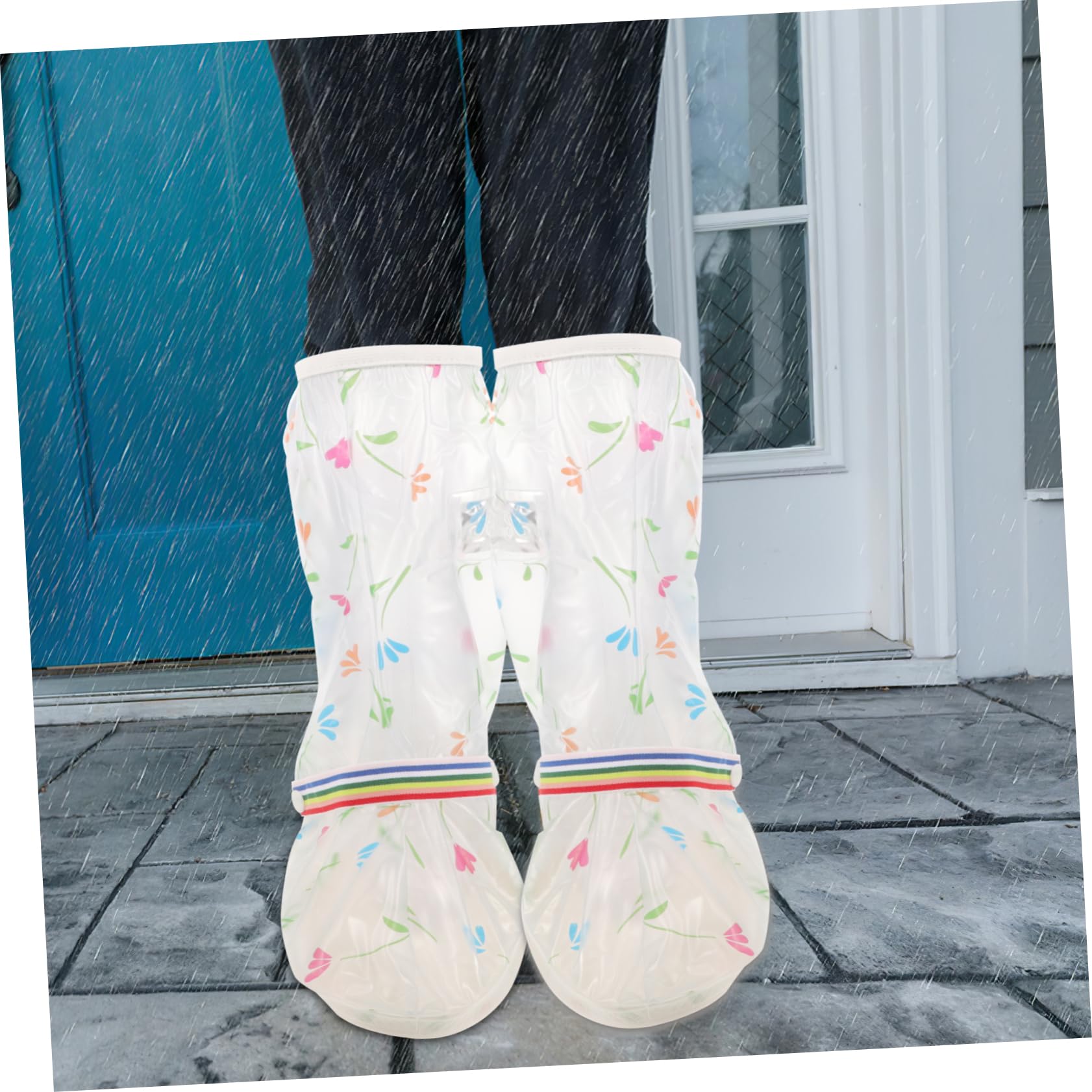 Abaodam Couvre-Chaussures Imperméables Couvre-Chaussures De Course Bottes De Pluie Poignées Chaussures Imperméables Extérieures Antidérapantes