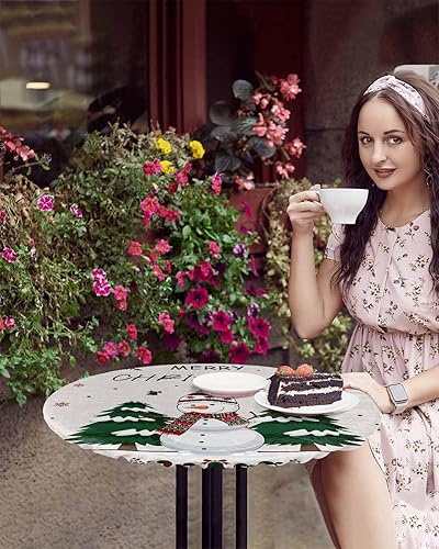 Miniatura 10 de Mantel redondo ajustable con diseño de copos de nieve, mantel elástico impermeable para interiores y exteriores, mantel elástico para cenas,