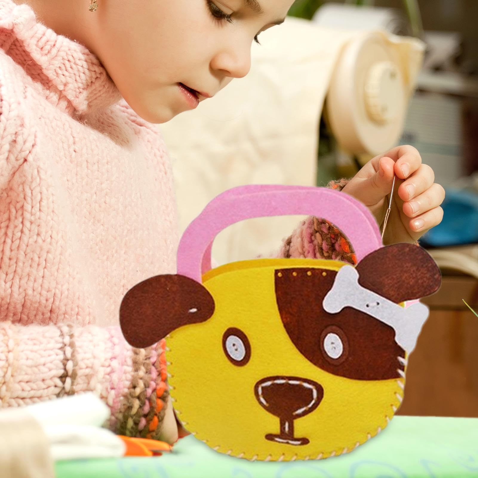 Kit borsa da cucito per bambini,Kit borse da cucito | Kit di cucito facile per borse fatte a mano | Il primo kit da cucito per bambini. Kit per borsa da cucito