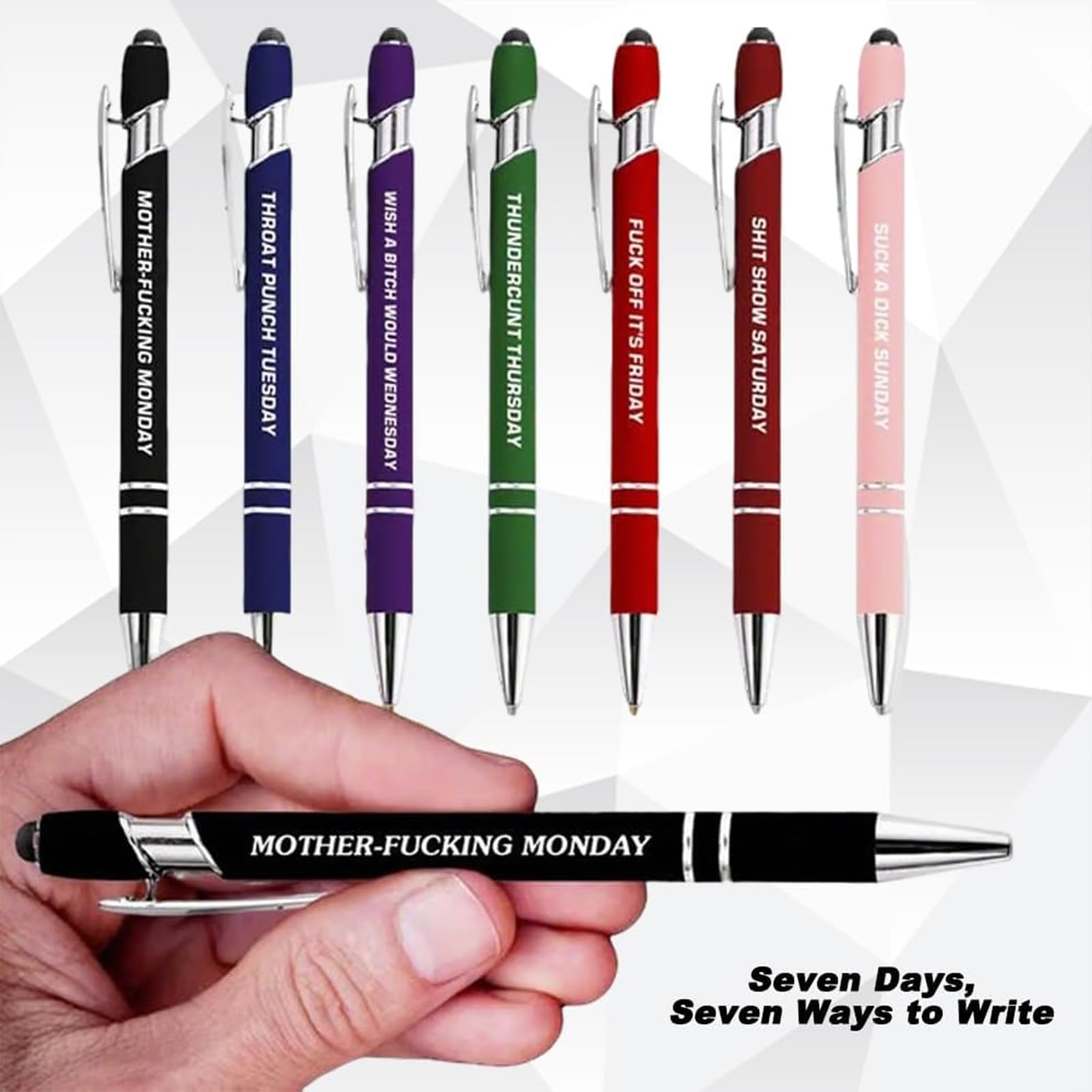 UBIETY Funny Daily Quotes Pen 7 Day Metal Pen Set Funny Stress-Relief Daily Quotes Metal Ballpoint Pens Set — view 3