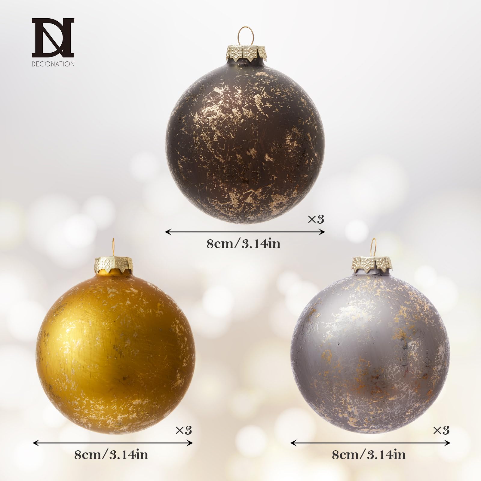 Bolas de Navidad de Cristal Mate en 3 Colores
