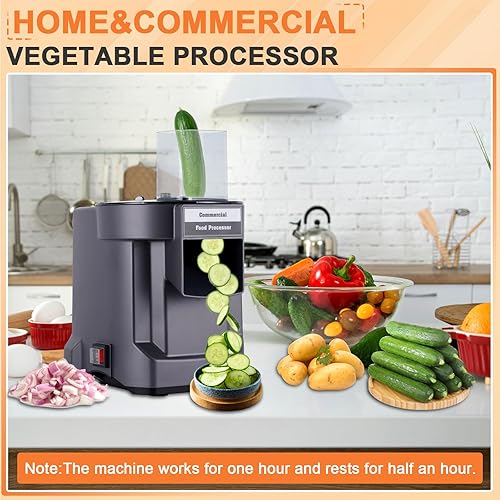 Vista 7 de Comercial Verduras Dicer Chopper 3 EN 1 Procesador de alimentos Cortador automático de patatas y cebolla Trituradora con 3 cuchillas de acero