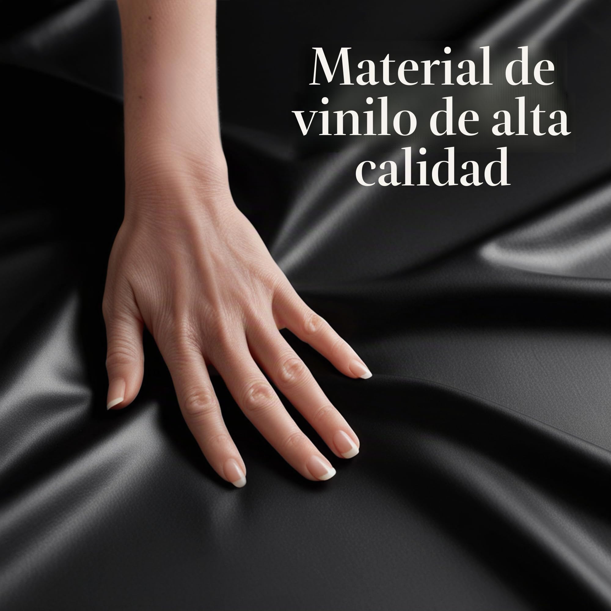 Sábana de Masaje Impermeable de Vinilo Negro tamaño King con Bolsillo Lateral, Protector de colchón, cubrecama para masajes Nuru - Seguro para aceites, lubricantes a Base de Agua y de Silicona