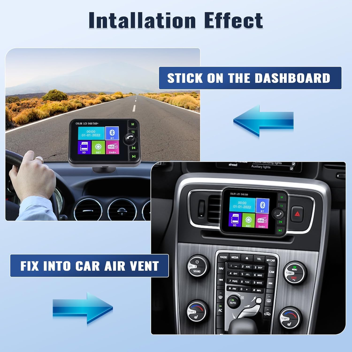 CAMECHO DAB+ Autoradio Met Bluetooth – 1 DIN, 4x50W, USB/SD/AUX, Handsfree, 7 Kleuren Verlichting + Afstandsbediening