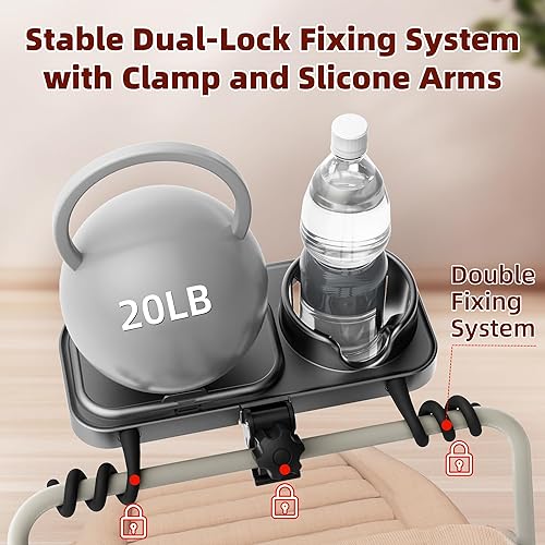 Miniatura 4 de Bandeja universal para refrigerios para cochecito, compatible con la barra de cochecito Nuna Uppababy Mockingbir, bandeja de aperitivos con soporte