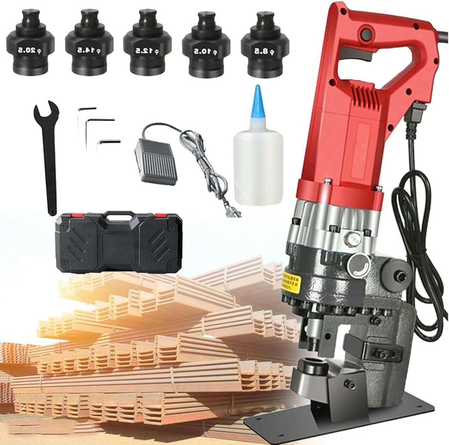 1800W Hydraulic Punching Machine, Hydraulic Hole Puncher, Electric Hand-held Metal Hole Digger Punching Machine for Iron Copper Aluminum Plate-