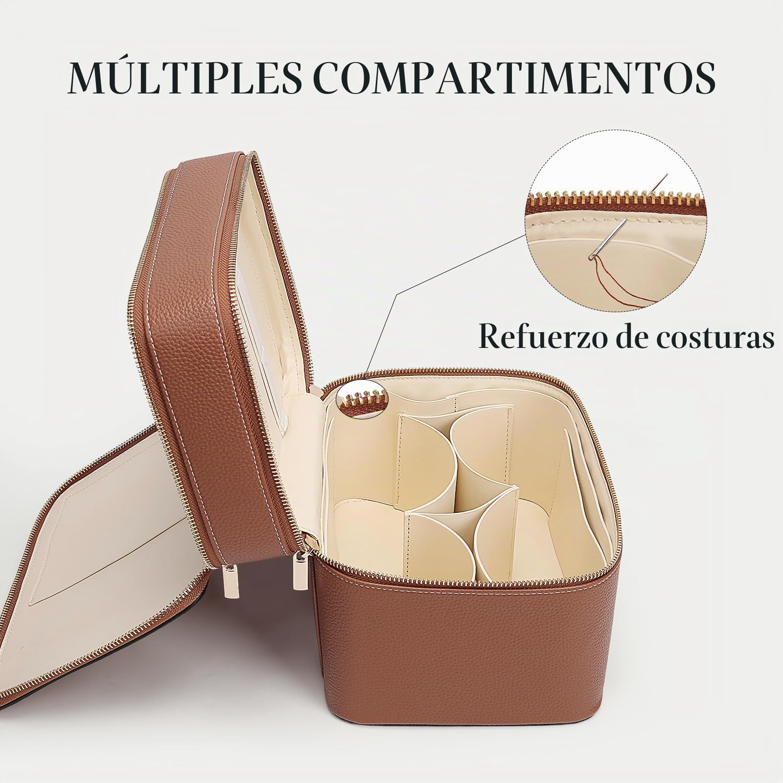 Bolsa de maquillaje HiTotes, estuche de tocador para mujeres, estuche grande de maquillaje de piel, bolsas de viaje para aseo, bolsa de cosméticos de doble capa para uso diario, 9.45in