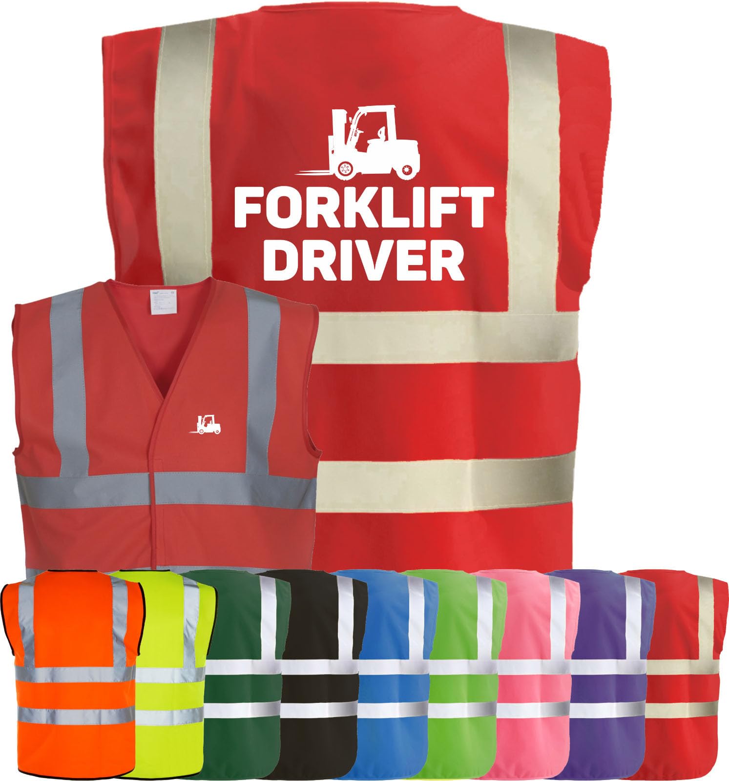 Corporate Togs FORKLIFT TRUCK DRIVER High Visibility Safety Vest Waistcoat Tabard, Health & Safety Compliant Vest, 2 Band & brace Hi-Vis Strips | Protective Safety Wear