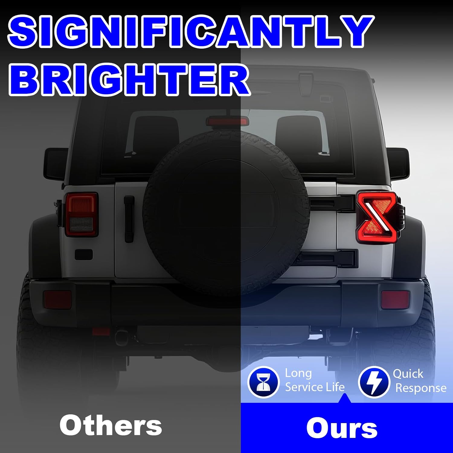 Boxlight LED Tail Lights Assembly For 2007 2008 2009 2010 2011 2012 2013 2014 2015 2016 2017 2018 Jeep Wrangler JK JKU With Rear Turn Signal Lamp & Brake & Running & Reverse Light
