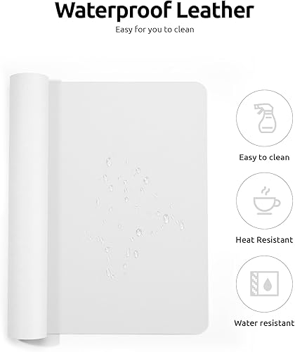 Miniatura 4 de YSAGi Protector de escritorio de cuero, tapete de oficina, alfombrilla grande para mouse, antideslizante, de piel sintética, escritorio para laptop,