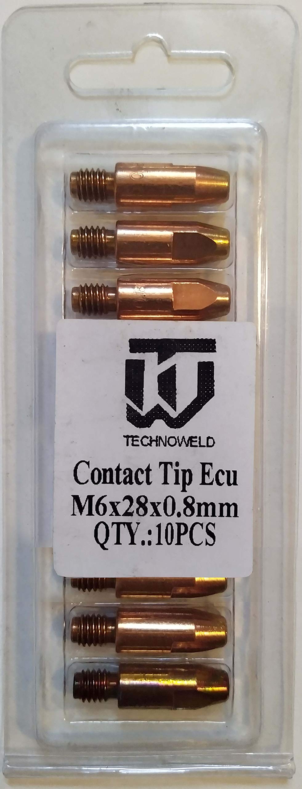 TECHNOWELD Mig Tips E-Cu M6 x 28 x 0.8 mm Pack of 10 11