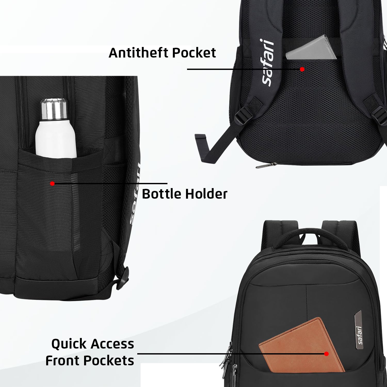 Safari Forge 34L Laptop Backpack, 3 compartments, Raincover, Antitheft pocket, Trolley Sleeve, Organizer, Bottle holder, Front pocket, College bag, school bag, Formal backpack 24 715oLX36YuL. SL1500