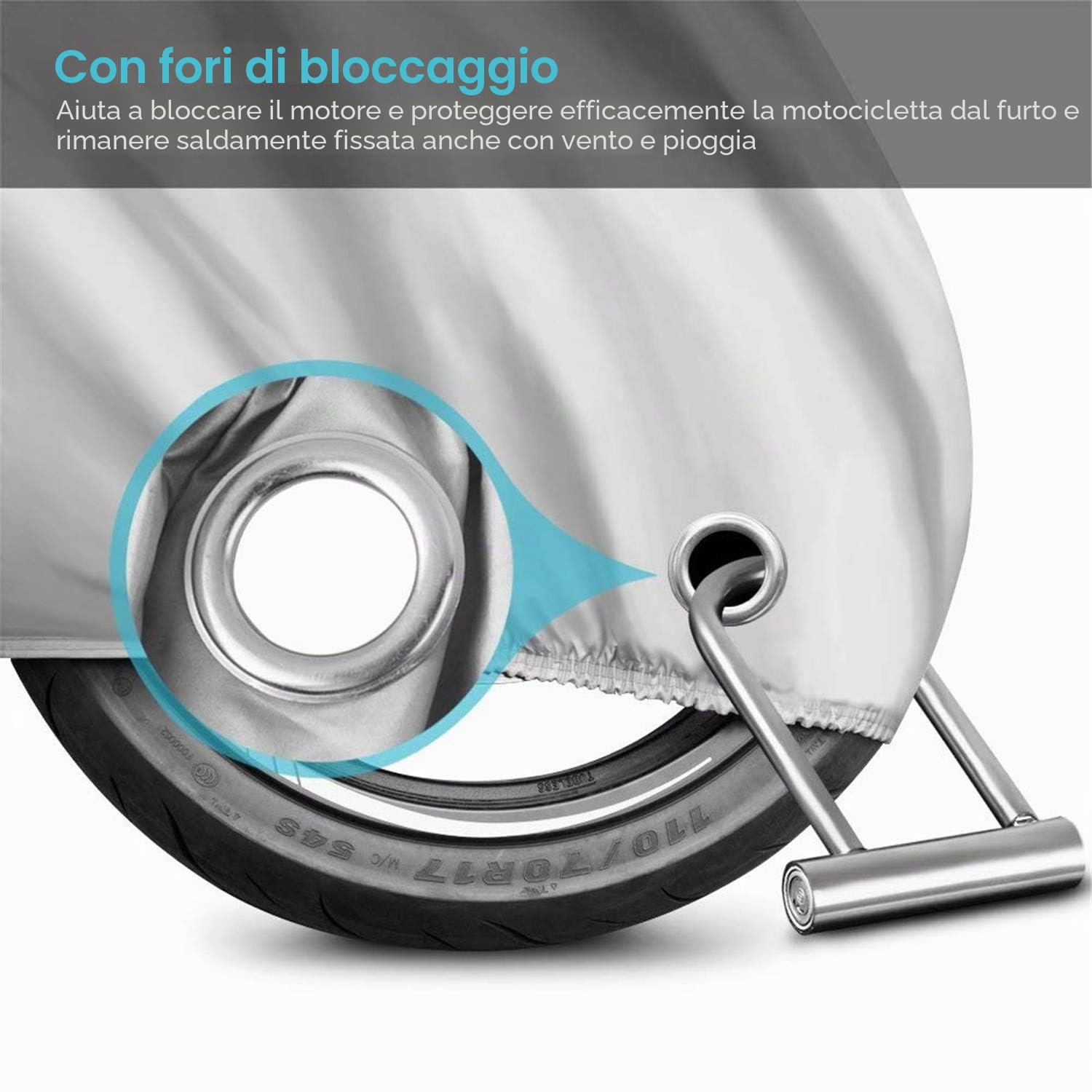 Telo Coprimoto Impermeabile Per Esterno 210D Spessa Tessuto Traspirante, Copri Scooter Teli Motociclo Copertura per Moto Universale Antipolveri Anti-UV per Esterni, 4XL XXXXL