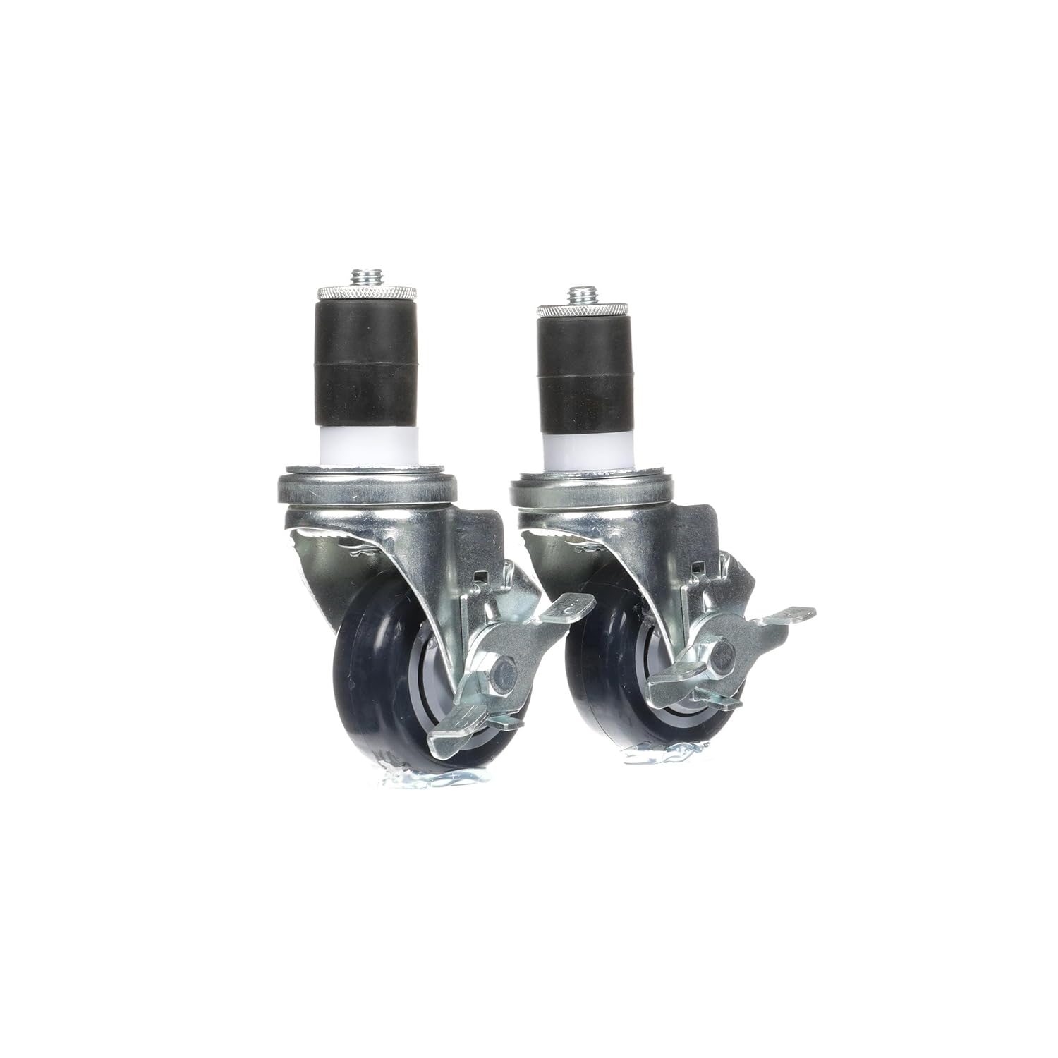 Medium Duty Expanding Stem Caster Kit - 1-1/2" Stem, 3" Blue Polyurethane Wheel, 4 Brake Casters