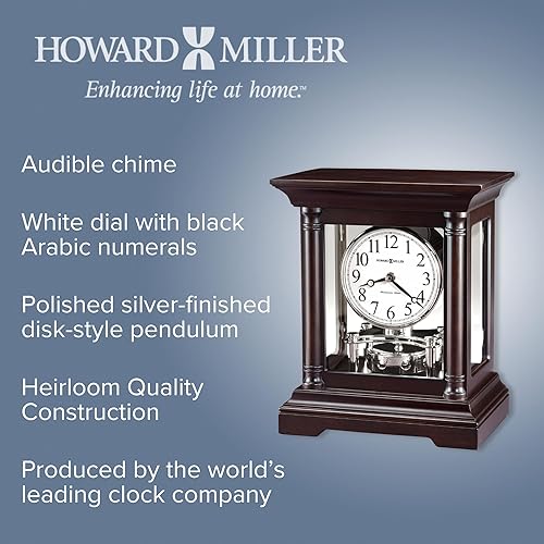 Miniatura 3 de Howard Miller Cassidy - Reloj de repisa, reloj de cuarzo a pilas con timbre Westminster, escritorio analógico y reloj de mesa para decoración del