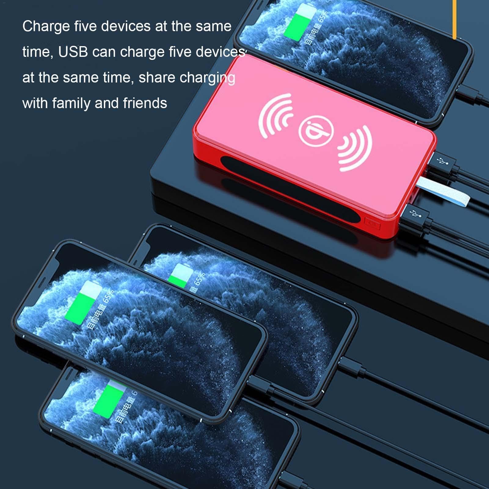 Power Bank - Power Bank Solare Da 500000 MAh | Caricatore Portatile Impermeabile A Ricarica Rapida Con Torce A LED | Alimentatore Di Ricarica Mobile Wireless Solare(D)