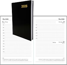 Buchkalender 2026 A5 Hardcover Chefplaner Kalenderbuch Tageskalender MO-FR/SA+SO je eine Seite 332 Seiten
