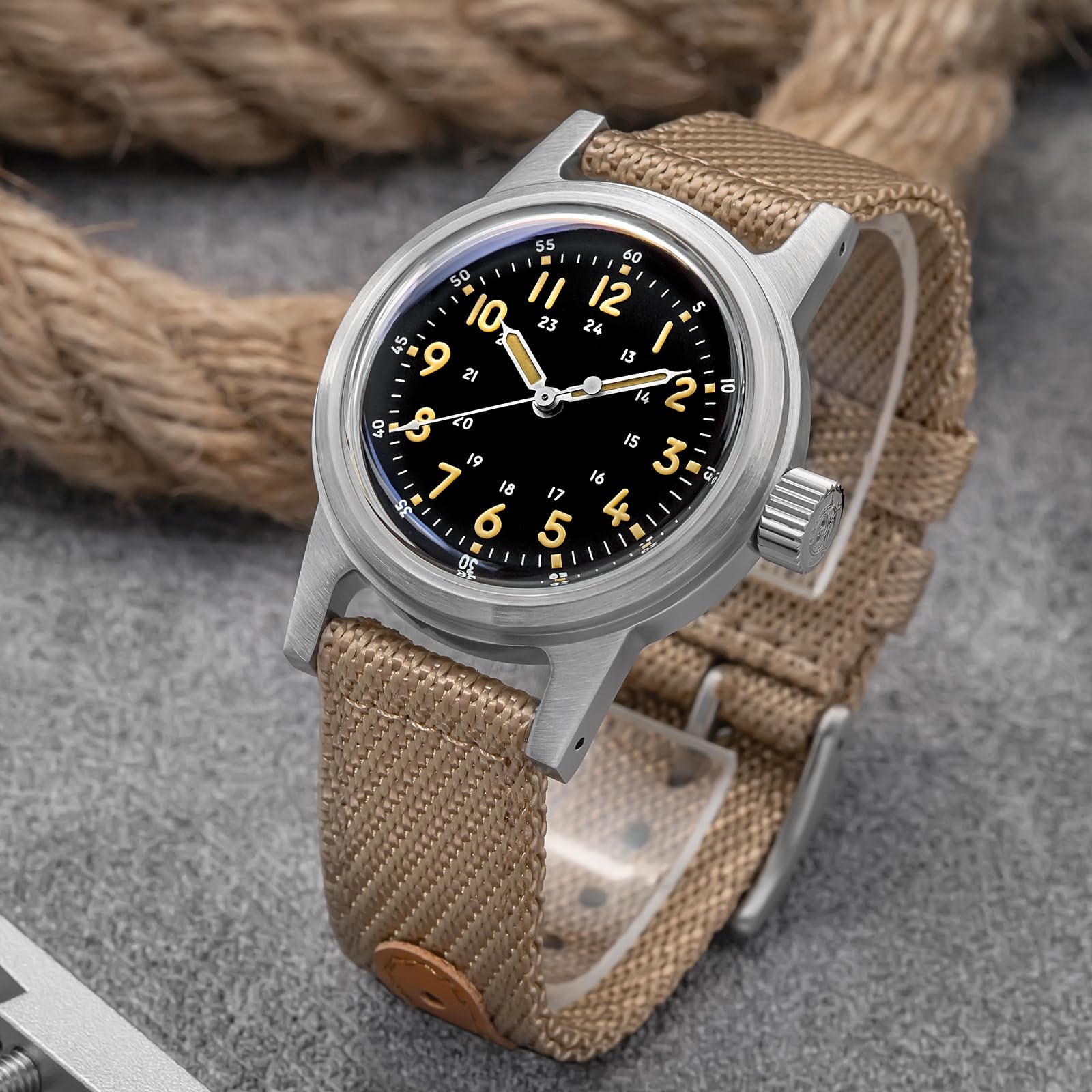 ADDIESDIVE 36MM Vintage Militaire Montres Hommes Automatique 200M Résistant à l'eau NH35 Acier Sport Bracelet Nylon