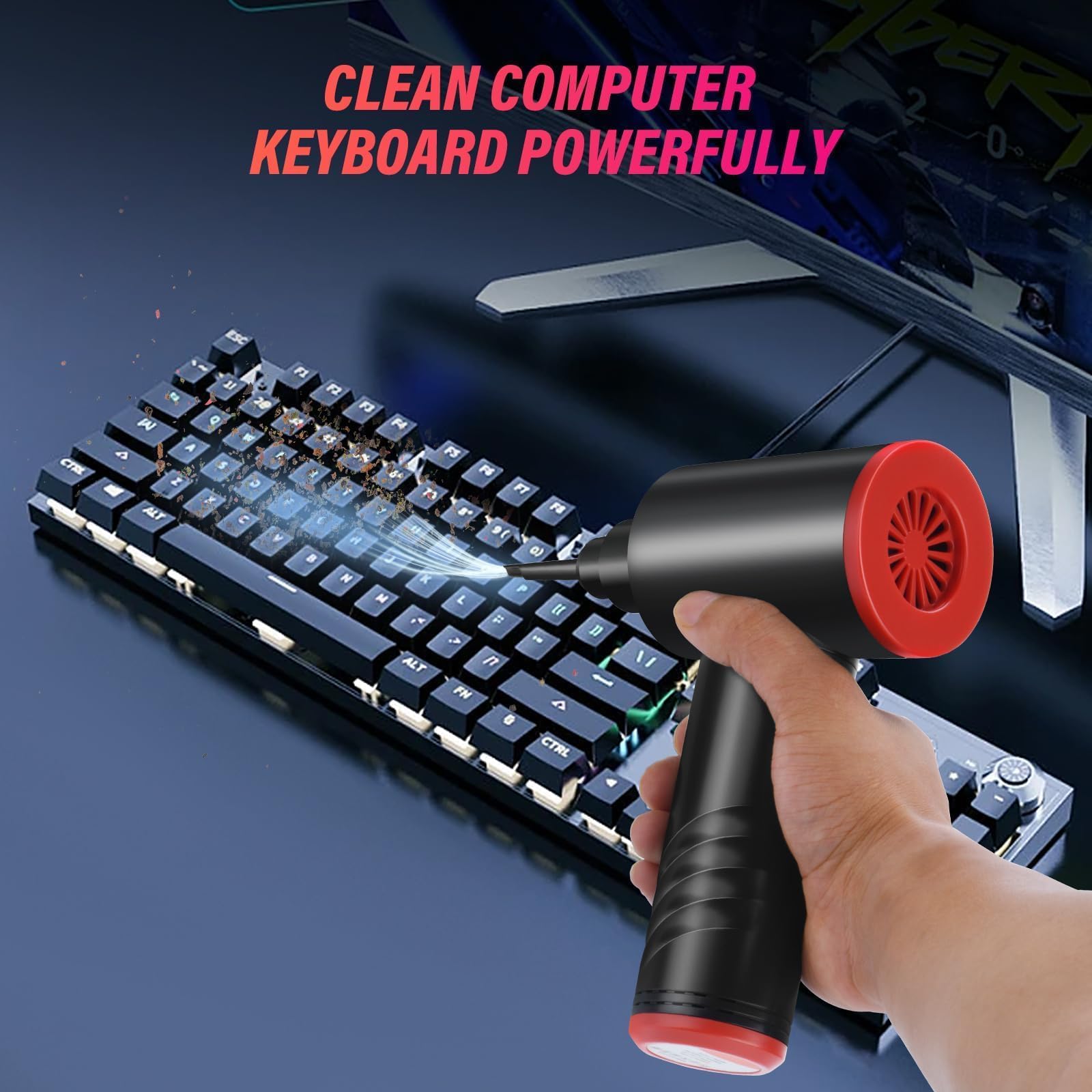 Staubgebläse Air Duster Elektrische Druckluft Mini Gebläse 3-Gang Cordless Einstellbar für PC Reinigung