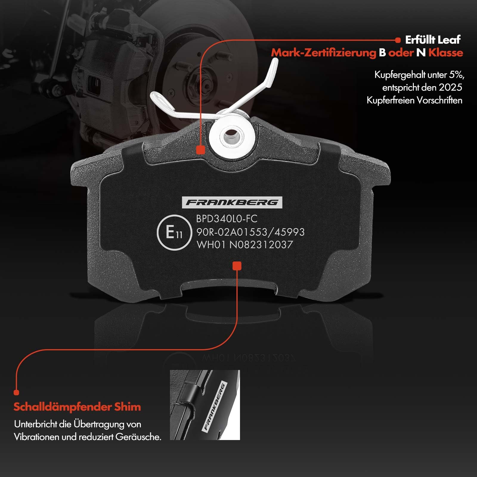 Frankberg 2x Bremssattel + 2x Bremsscheiben + 4x Beläge Hinten Ø232mm Kompatibel mit Golf IV 1J1 Polo 6C1 6R1 Fabia II 542 Polo 9A 9N Ibiza IV 6J5 Replace# 1J0698451C