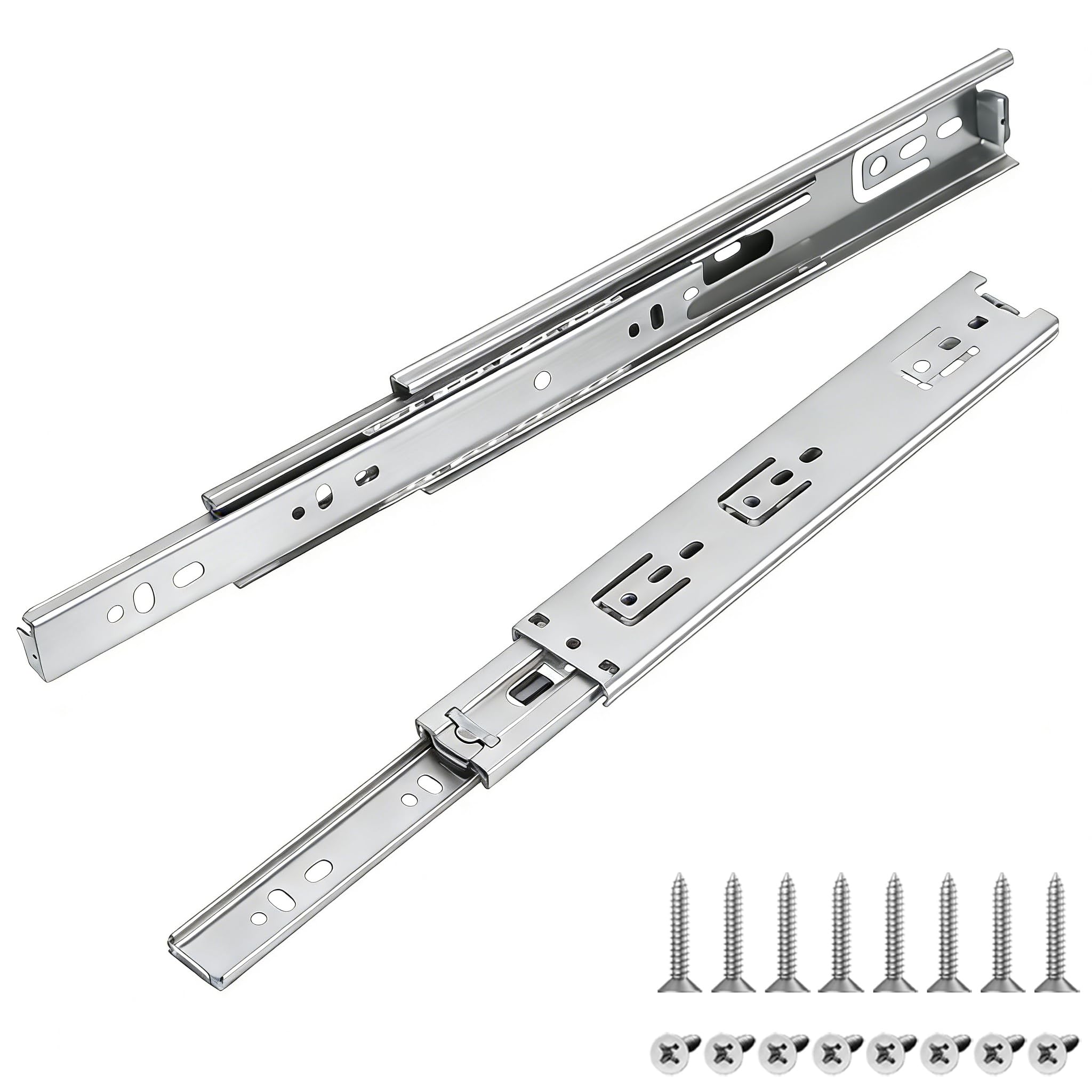 Prmape 2 Pcs Ball Bearing Drawer Runners Silvery, 250mm Ball Bearing Metal Black Runners Slides Rails Track, 25cm Full Extension Drawer Runner, Heavy Duty 45 kg Load Capacity — image 1