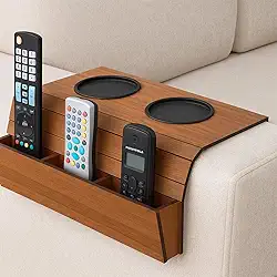 Esteira Porta Copo Apoio de Braço para Sofá Com Porta Controle Remotos Para Organização da Sala (Caramelo)