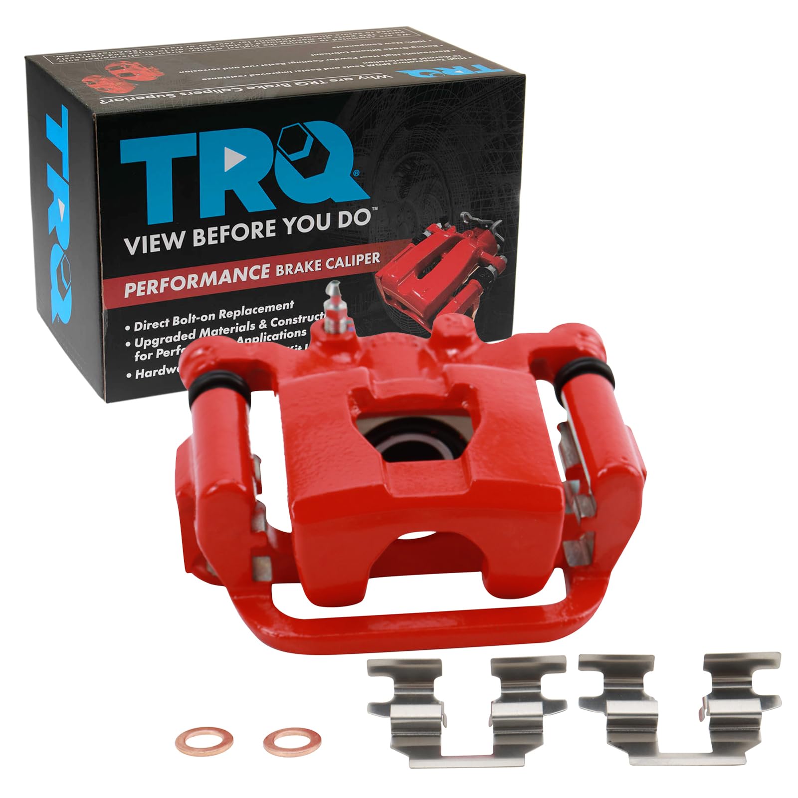 TRQ Rear Right Brake Caliper w/Bracket Performance Red Passenger Side