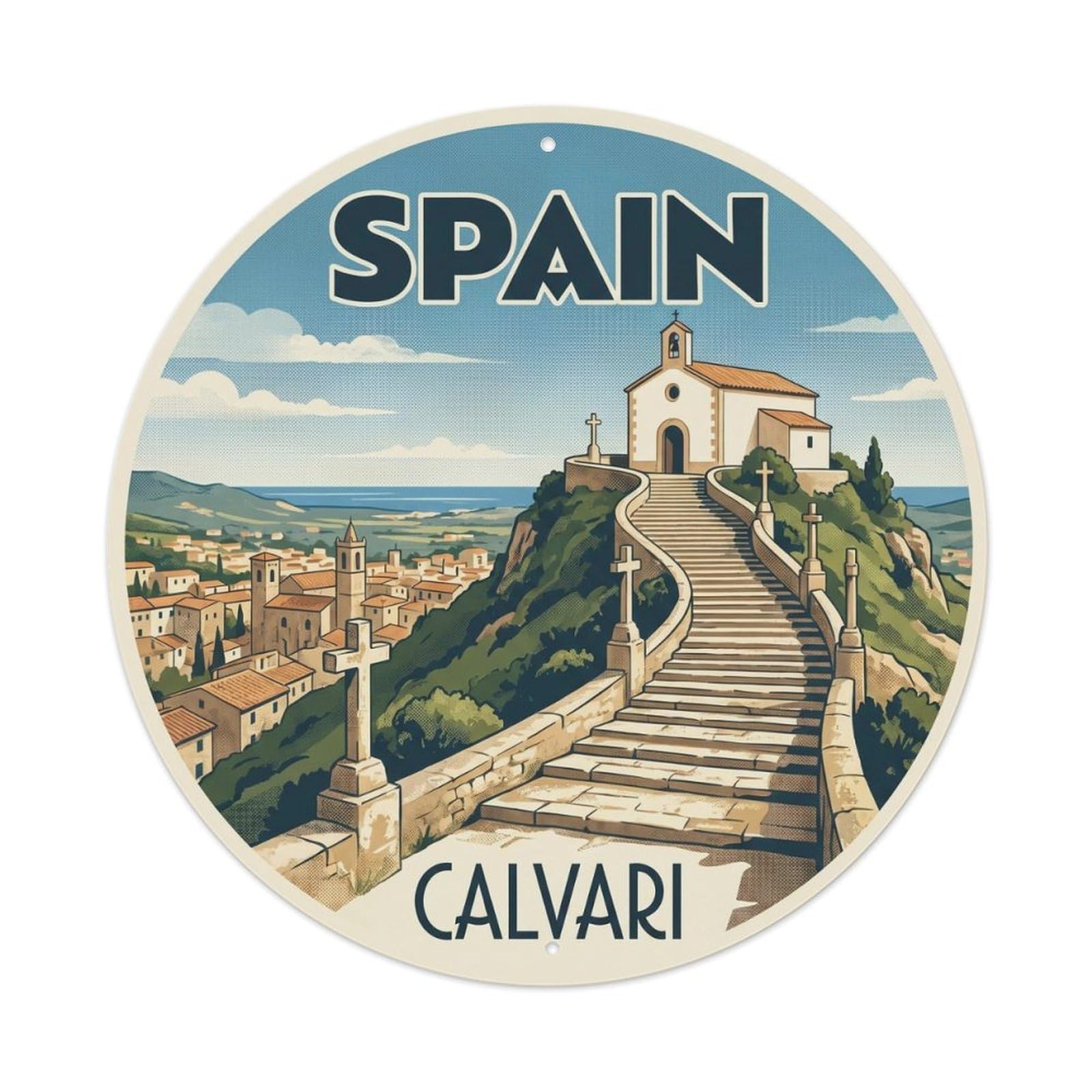 Mallorca Pollenca Calvario Spain Landmark Travel Metal Tin Sign