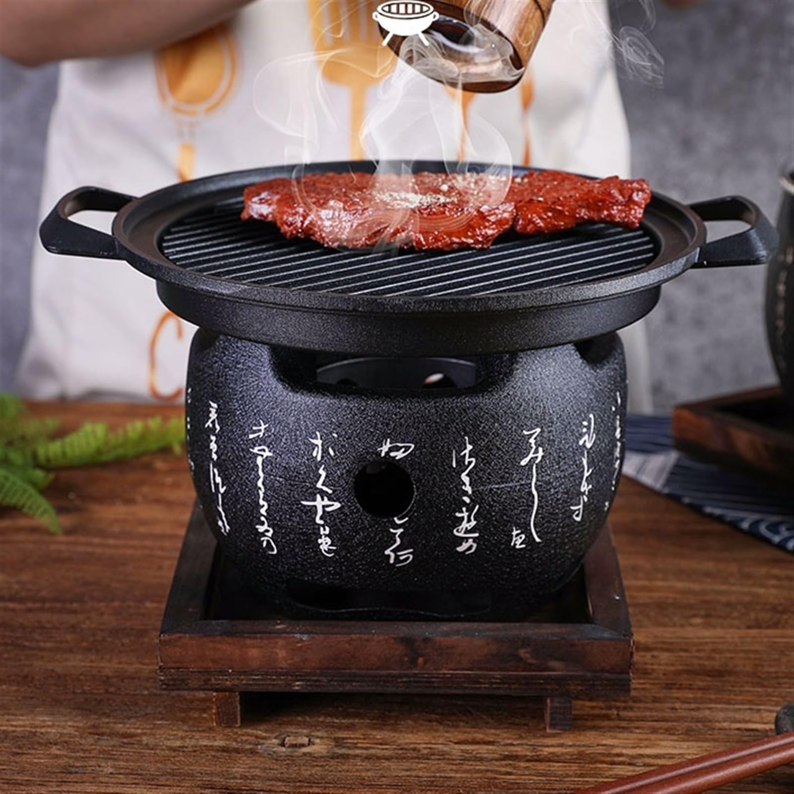 Fornello da barbecue portatile Mini griglia for barbecue antiaderente Fornello a carbone in stile giapponese senza fumo, piccola griglia for barbecue da tavolo Fornello for barbecue for famiglie Grigl