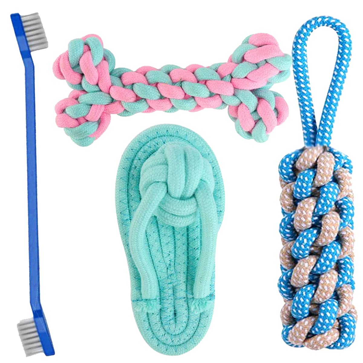 YOUHAVEDEAL Durable Cotton Rope Chew Toy with Free Toothbrush for Dental Care, Interactive Rope Toy to Play for Small to Medium Dogs - Color May Vary (B0BZ4DN2KZ) Amazon Price History, Amazon Price Tracker