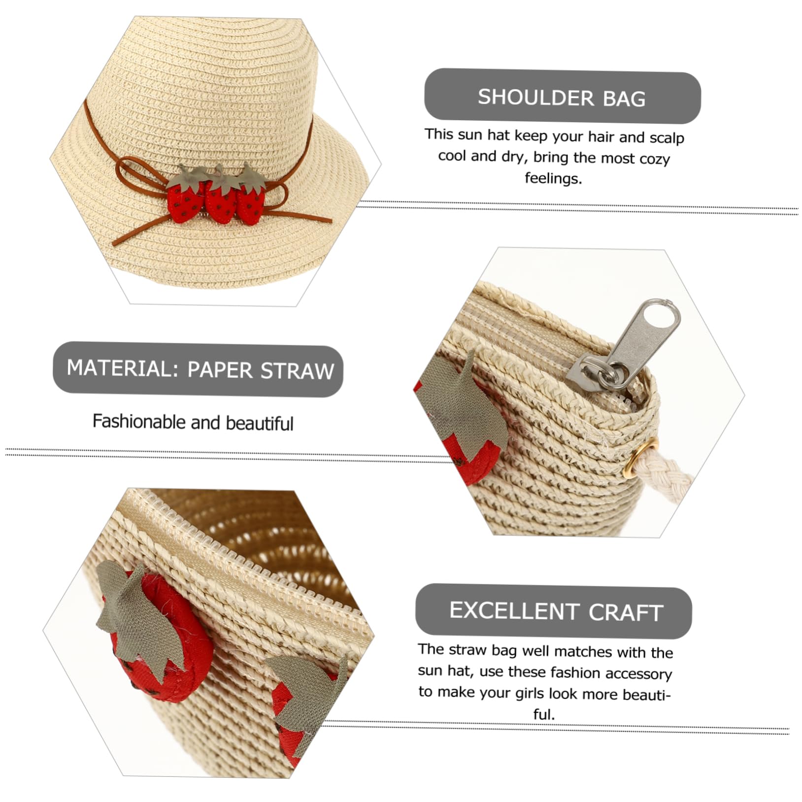 Beaupretty Sombrero de Sol de para Niñas con Bolso de Mano de Verano para Protección Solar Actividades al Aire