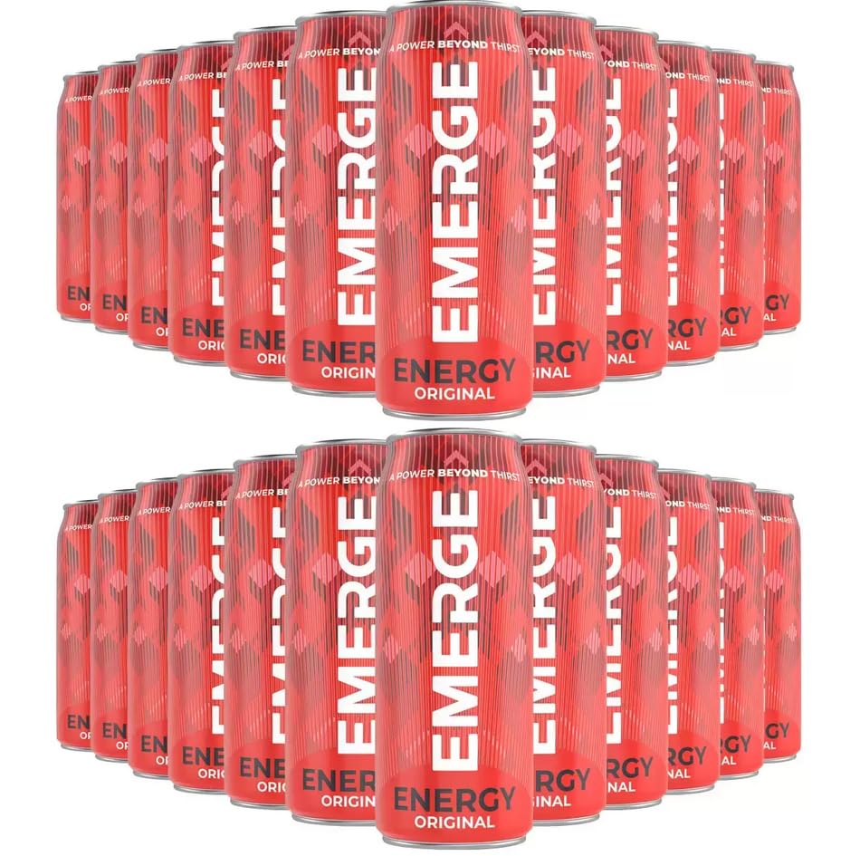 Emerge Energy Drink 250ml Cans 2x24 Pack (Total 48 Can) Refreshing & Powerful Energy Boost Taurine & Caffeine Formula Perfect for Workouts Late Nights & Gaming