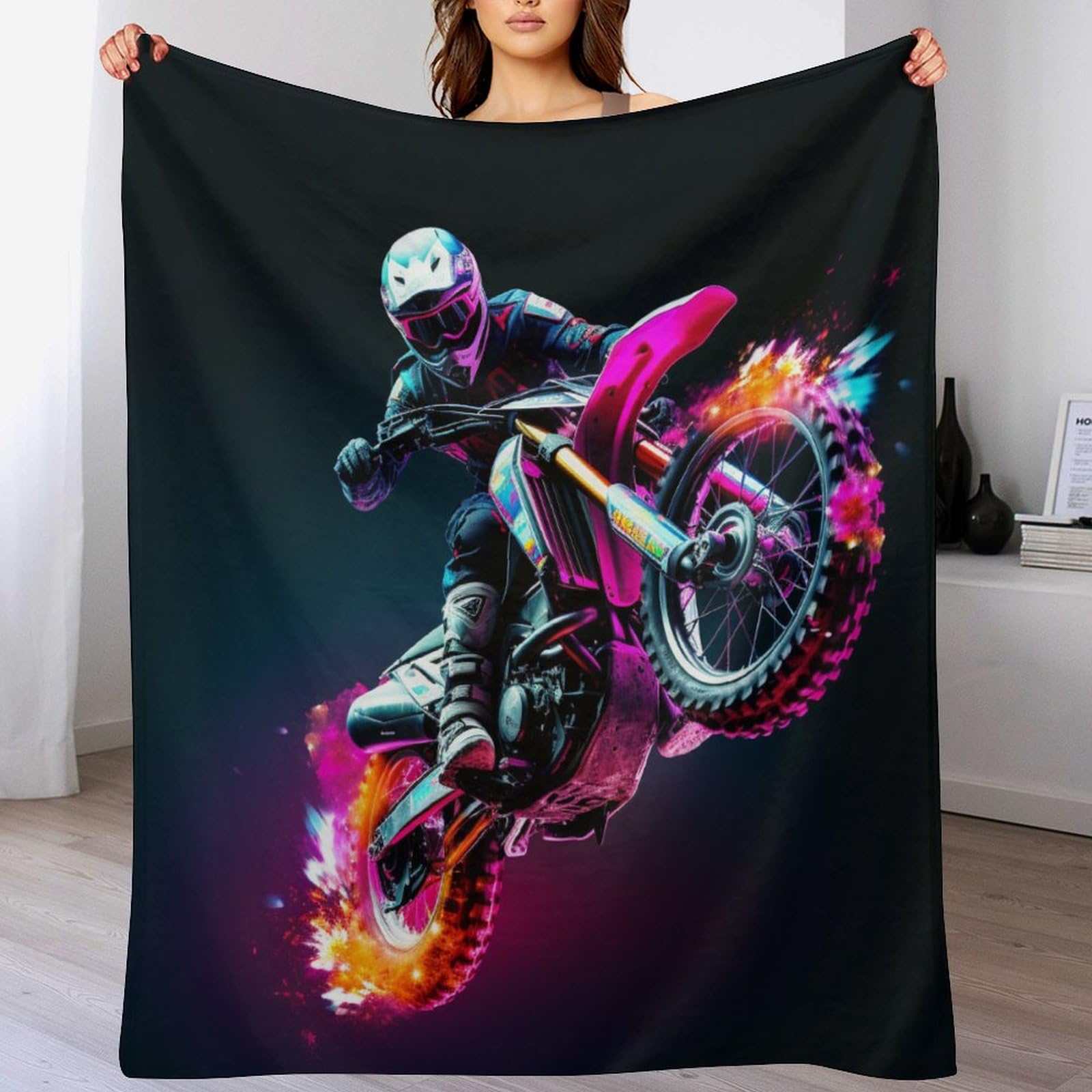 Couverture moto en flannel chaude et douce lavable facilement