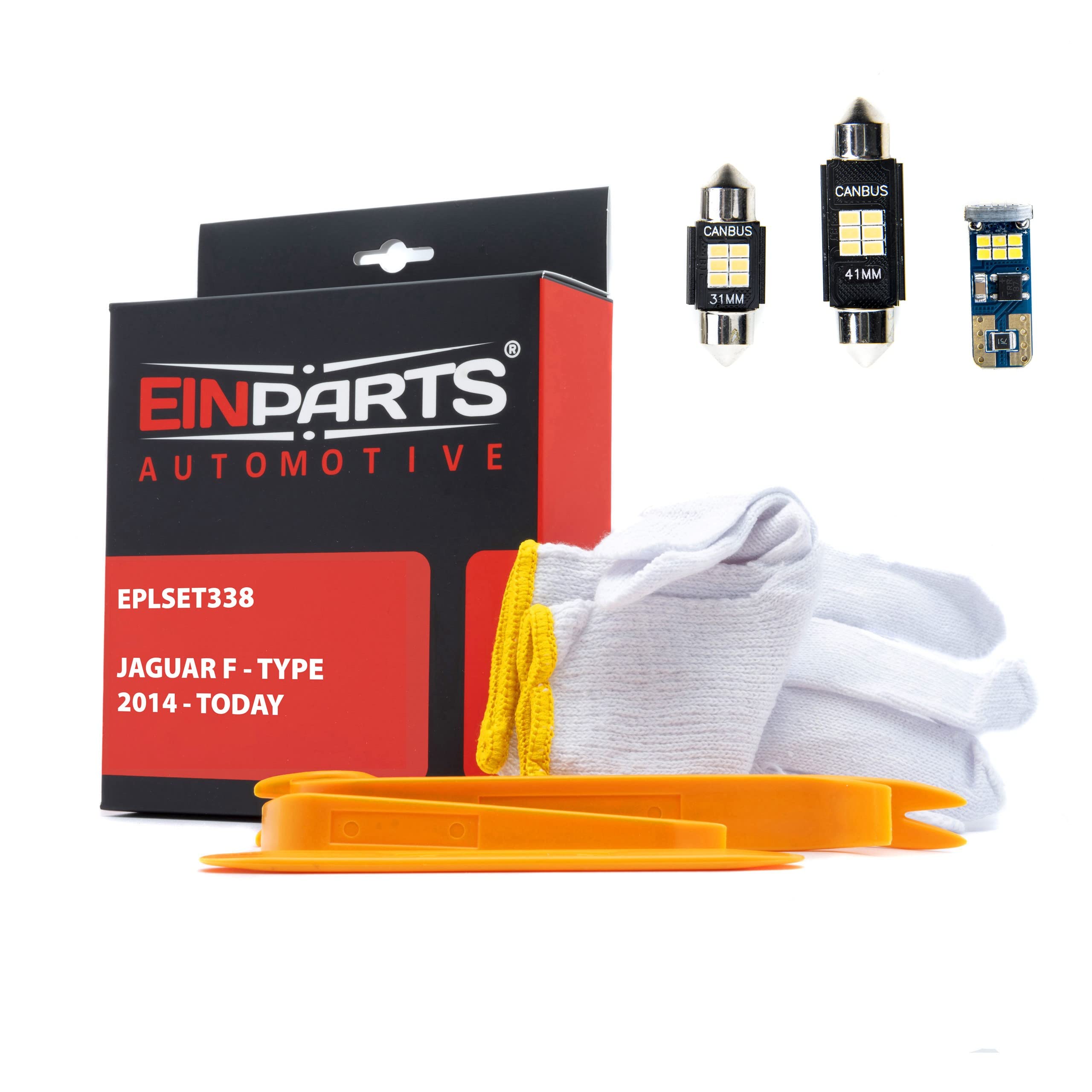 EinParts Juego de Bombillas LED para Coche, Sin errores Can-Bus, para interior de coche especifico para Jaguar F-Type 2014-2017, 16 piezas